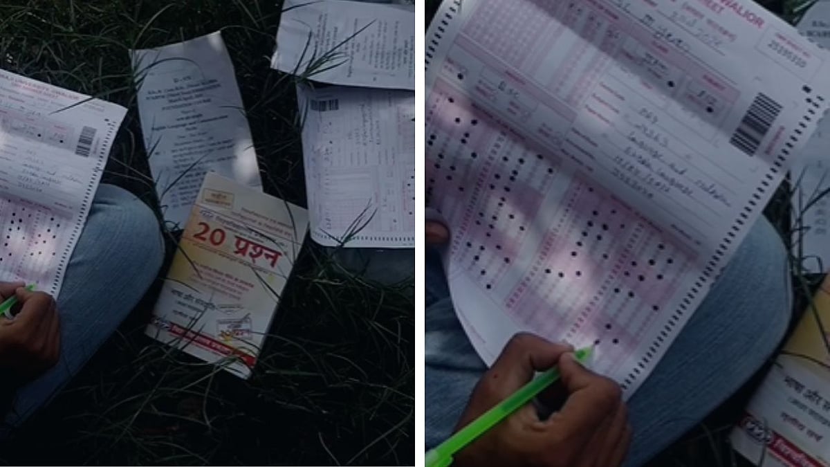 Jiwaji University’s Student Caught Cheating In UG Paper; Spotted Filling MCQ Sheet Outside The Exam Centre In Gwalior — Video